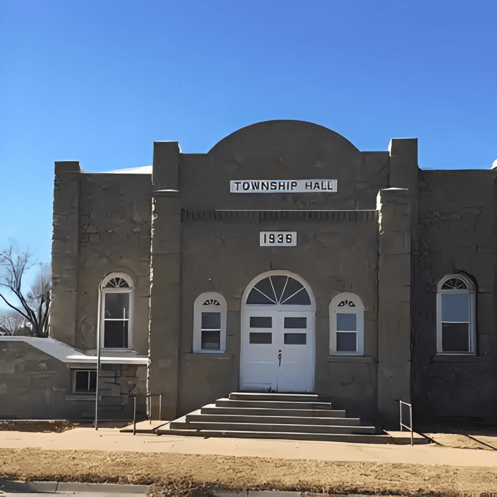 Stone facade of Township Hall