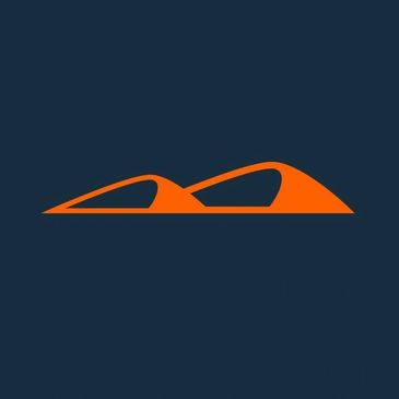 Minimalist orange design on navy blue