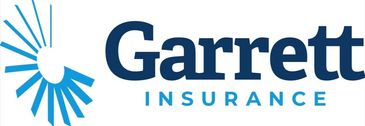 Blue and white Garrett Insurance emblem