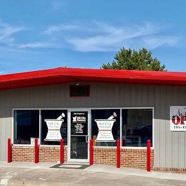 Pharmacy building with red roof